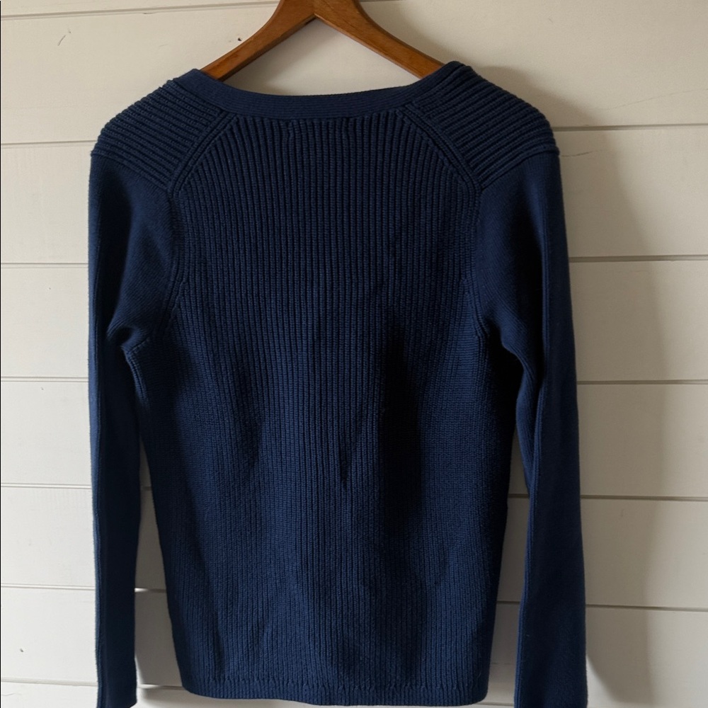 Lands' End Women's Navy Cardigan Cotton Ribbed Small - Picture 5 of 5